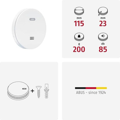 ABUS RWM160 Rauchwarnmelder 10 Jahre Batterie ultraflach 85 dB Q-Label