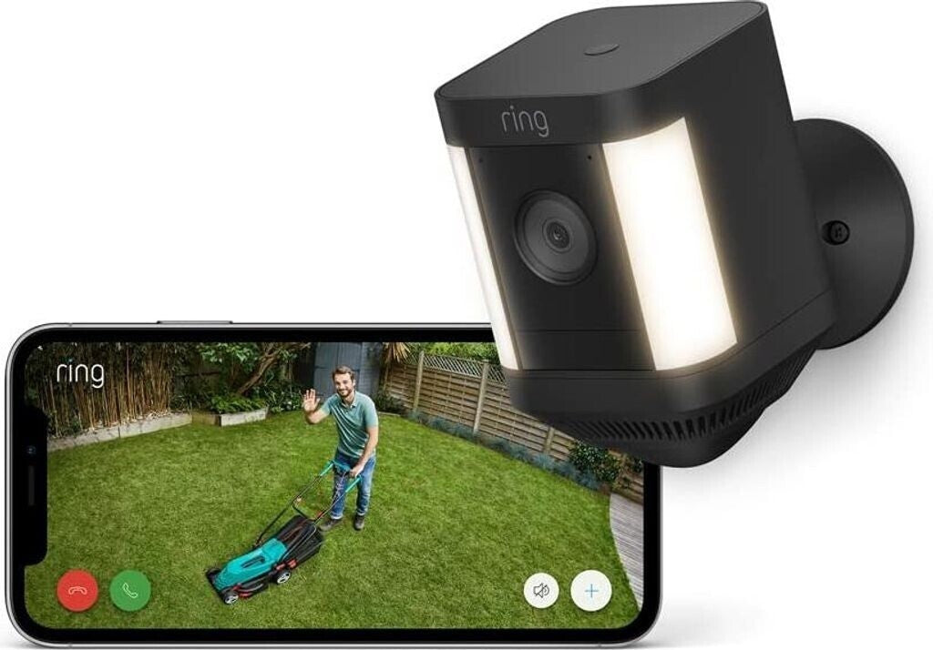 Ring Spotlight Cam Plus schwarz Akku WLAN Außenkamera 1080p Alexa