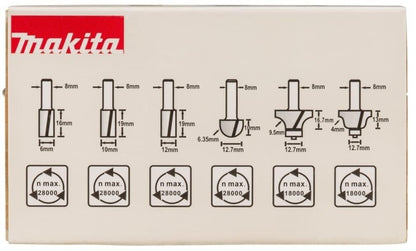 Makita D-53540 Fräser Set 8mm 6 teilig Nutfräser Oberfräse Holz