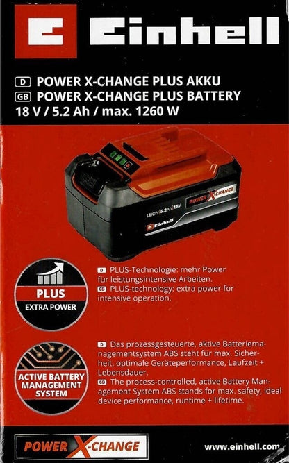 Einhell Power X-Change 18V 5,2Ah Plus Akku Li-Ion 4511502 Ersatzbatterie