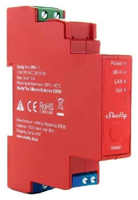 Shelly Pro 1PM WLAN LAN Bluetooth Relais Hutschiene Leistungsmessung