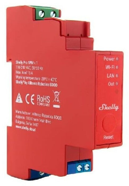 Shelly Pro 1PM WLAN LAN Bluetooth Relais Hutschiene Leistungsmessung