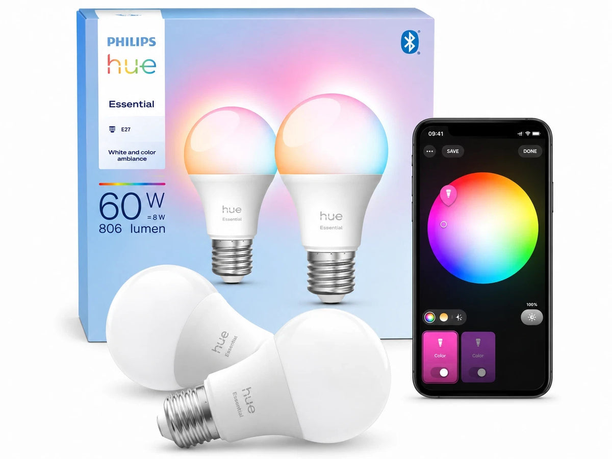 Philips Hue Essential E27 2er Pack 8W 806lm White Color RGB Bluetooth Zigbee