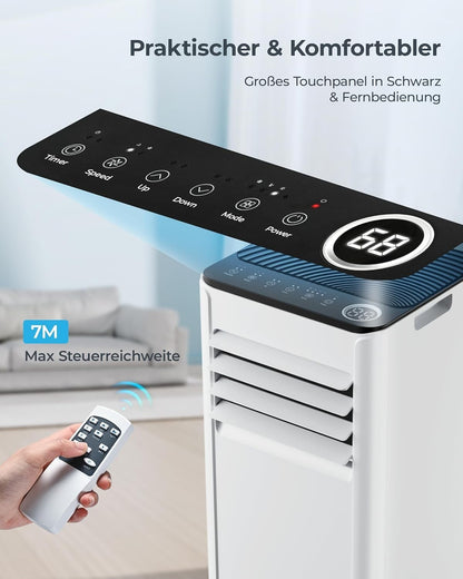 Mobile Klimaanlage 9000 BTU mit Abluftschlauch 4-in-1 Mobiles Klimagerät Neu