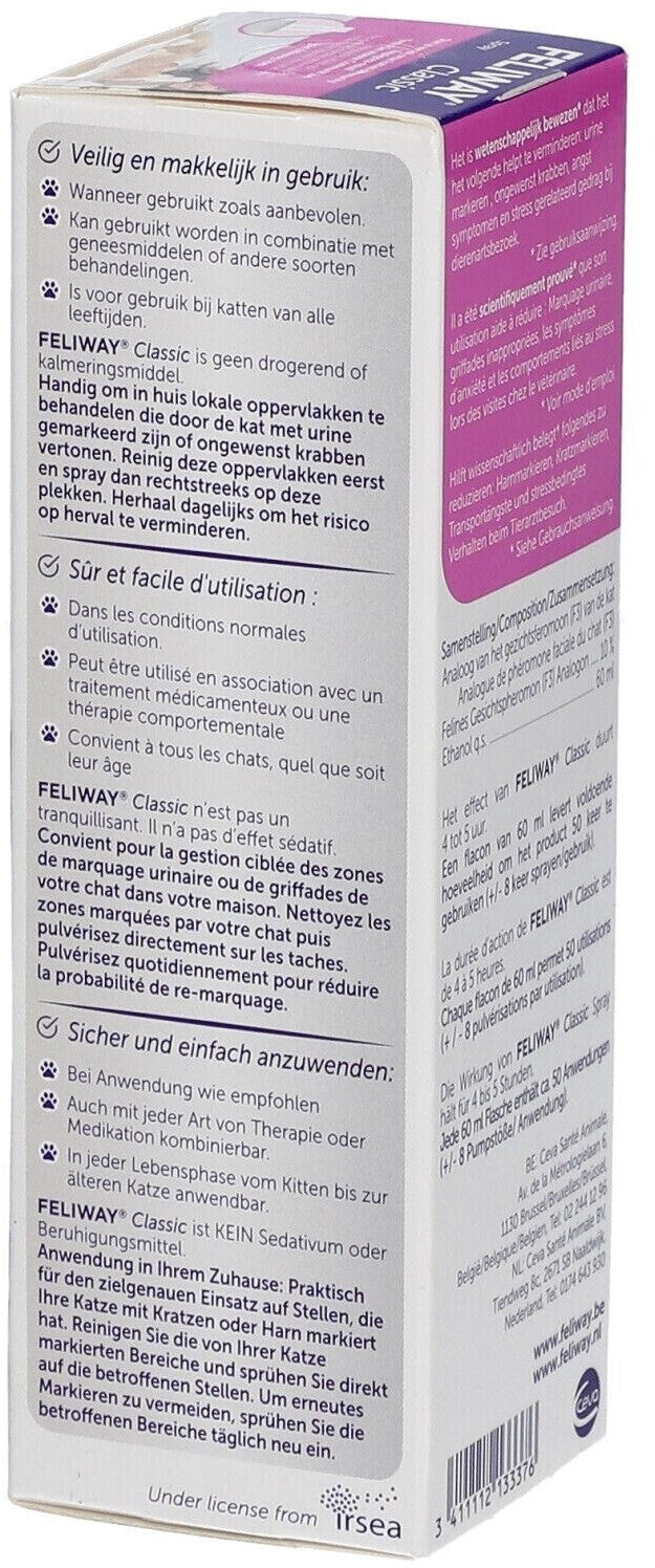 FELIWAY Classic Spray, 60ml - Für zusätzliche Enstpannung, Zuhause und auf Reise