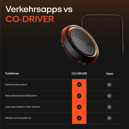 OOONO CO-DRIVER NO2 Verkehrswarner Bluetooth App CarPlay/Android Blitzerwarnung