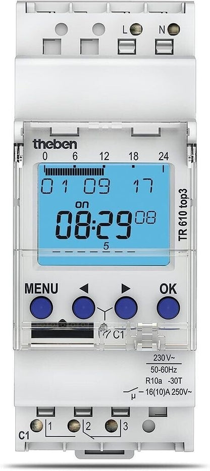 Theben TR 610 top3 digitale Zeitschaltuhr DIN-Schiene 1 Kanal 16A 6100130