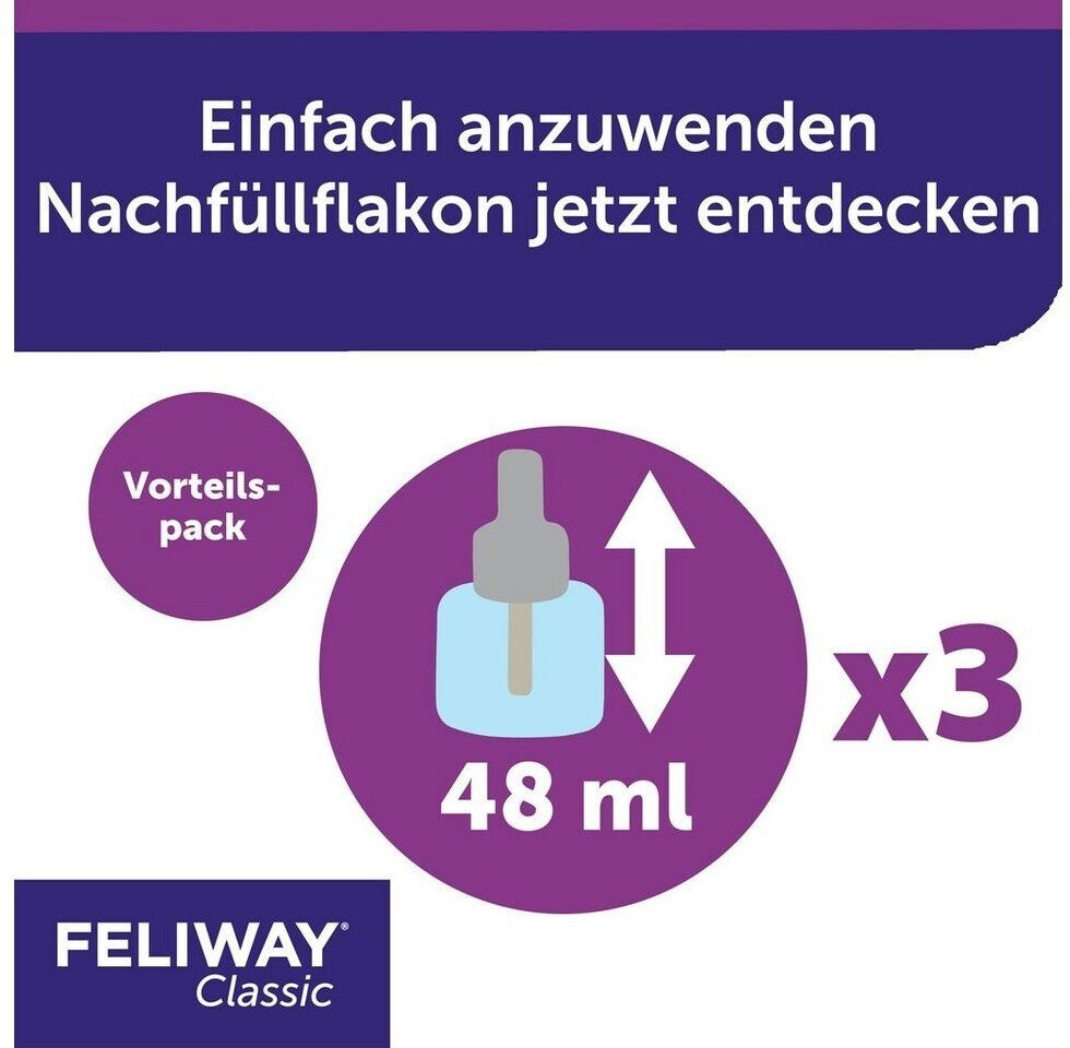 Feliway CLASSIC Nachfüllflakon Vorteilspack 3×48ml für Katzen