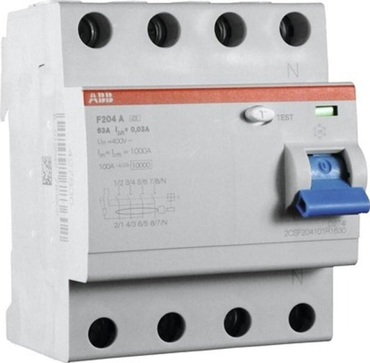 ABB Fehlerstromschutzschalter 4-polig 63A 0,03A Typ A F204 A