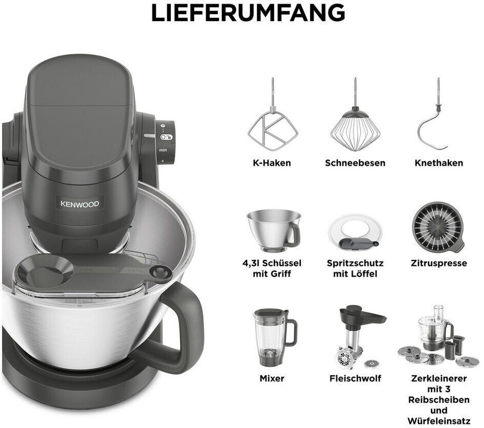 Kenwood Multi Tasker KHC30.070GY Küchenmaschine 1000W 4,3L Edelstahl