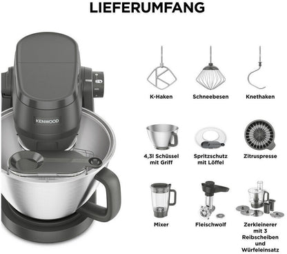Kenwood Multi Tasker KHC30.070GY Küchenmaschine 1000W 4,3L Edelstahl