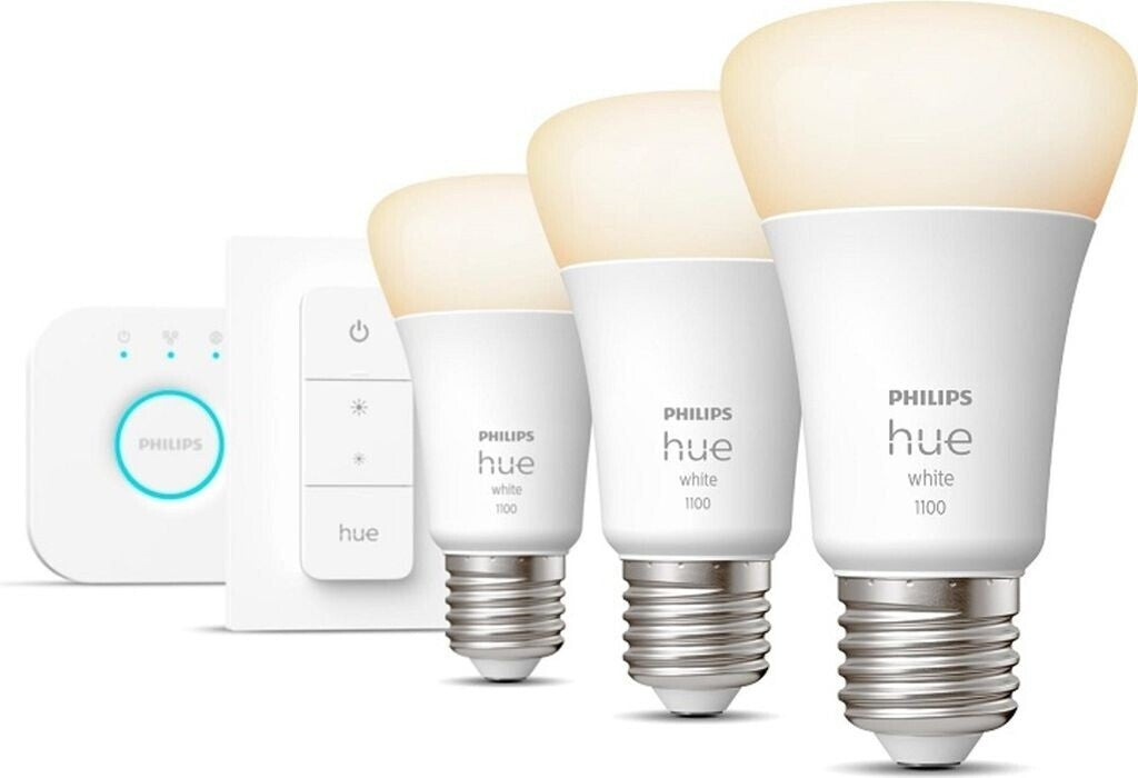 Philips Hue Starter Set White E27 A60 3 Lampen Bridge Dimmschalter