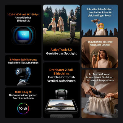 DJI Osmo Pocket 3 Gimbal-Kamera 4K/120fps Video Stereo Aufnahme Wifi Bluetooth
