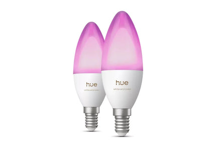 Philips Hue B39 E14 LED Kerzenlampen 2er Set RGBW 500lm Bluetooth Zigbee Neu