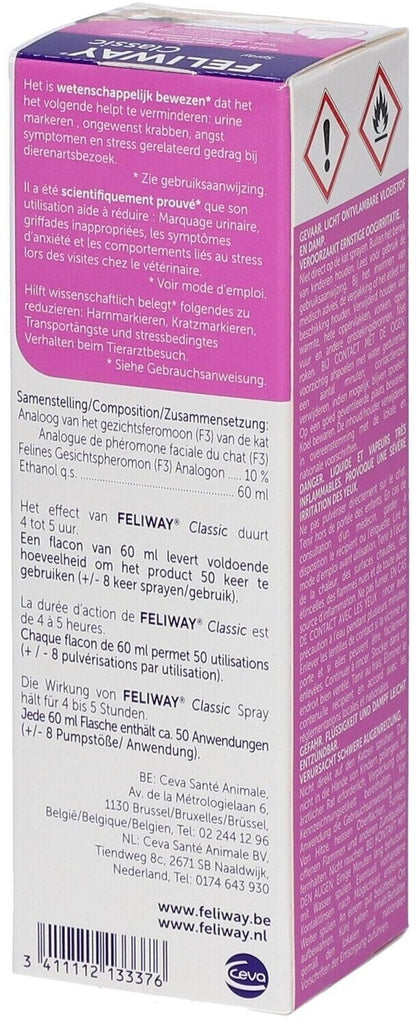 FELIWAY Classic Spray, 60ml - Für zusätzliche Enstpannung, Zuhause und auf Reise