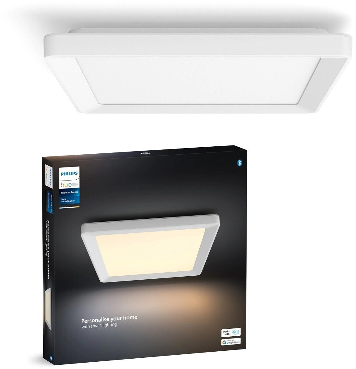 Philips Hue Tento S LED Deckenpanel White Ambiance 29,5 x 29,5 cm Weiß Smart