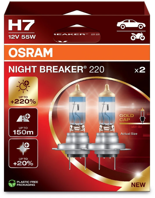 OSRAM H7 Night Breaker 220 Duo Box PX26d 12V 55W 64210NB220-2HB