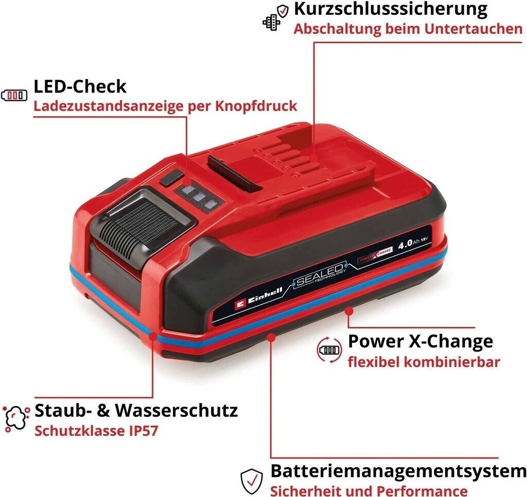 Einhell 18V 4,0 Ah SEALED Power X-Change PLUS 18 V Akku, wasser- & staubgeschütz