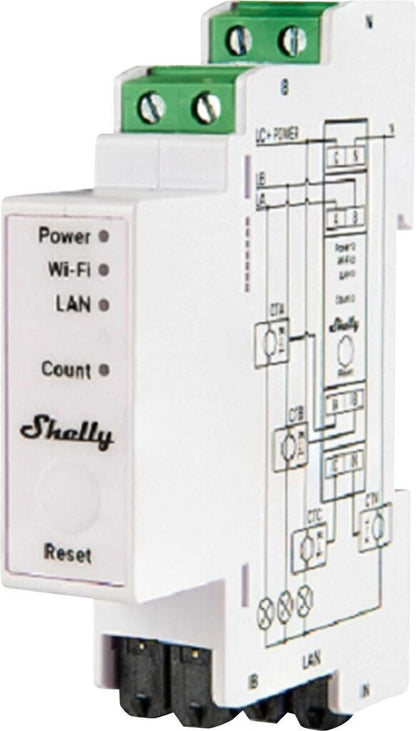 Shelly Pro 3EM 120A 3-Phasen Stromzähler WLAN LAN Bluetooth DIN-Schiene 38002352