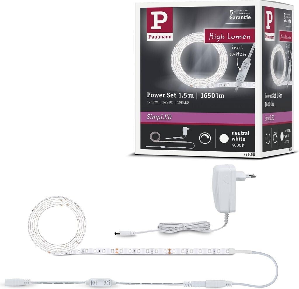 Paulmann SimpLED Power LED Strip Set 1,5m 4000K Neutralweiß 17W Dimmbar 78958