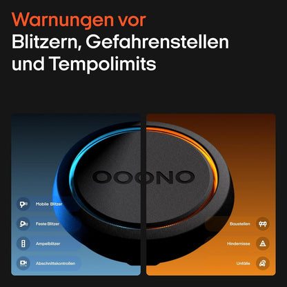 OOONO CO-DRIVER NO2 Verkehrswarner Bluetooth App CarPlay/Android Blitzerwarnung