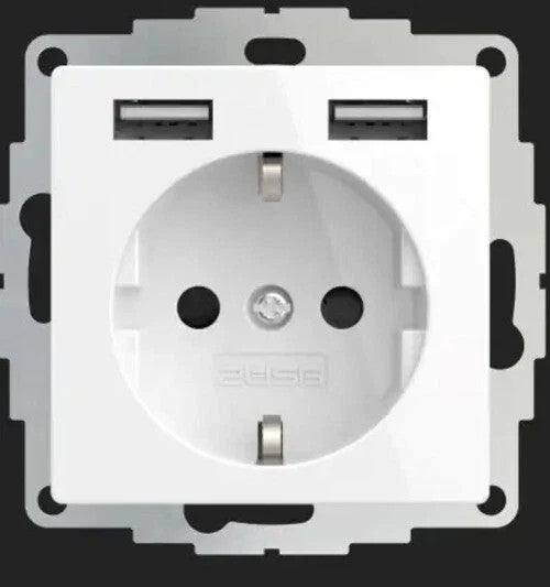 Unterputz Schuko Steckdose mit 2x USB-A 10,5W DIY 55 reinweiß
