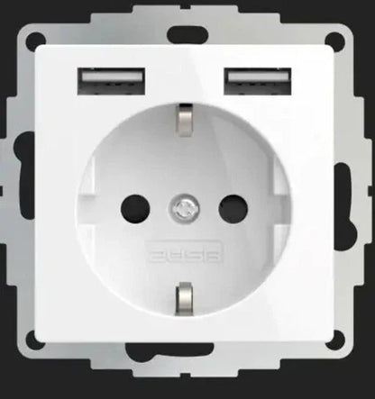 Unterputz Schuko Steckdose mit 2x USB-A 10,5W DIY 55 reinweiß