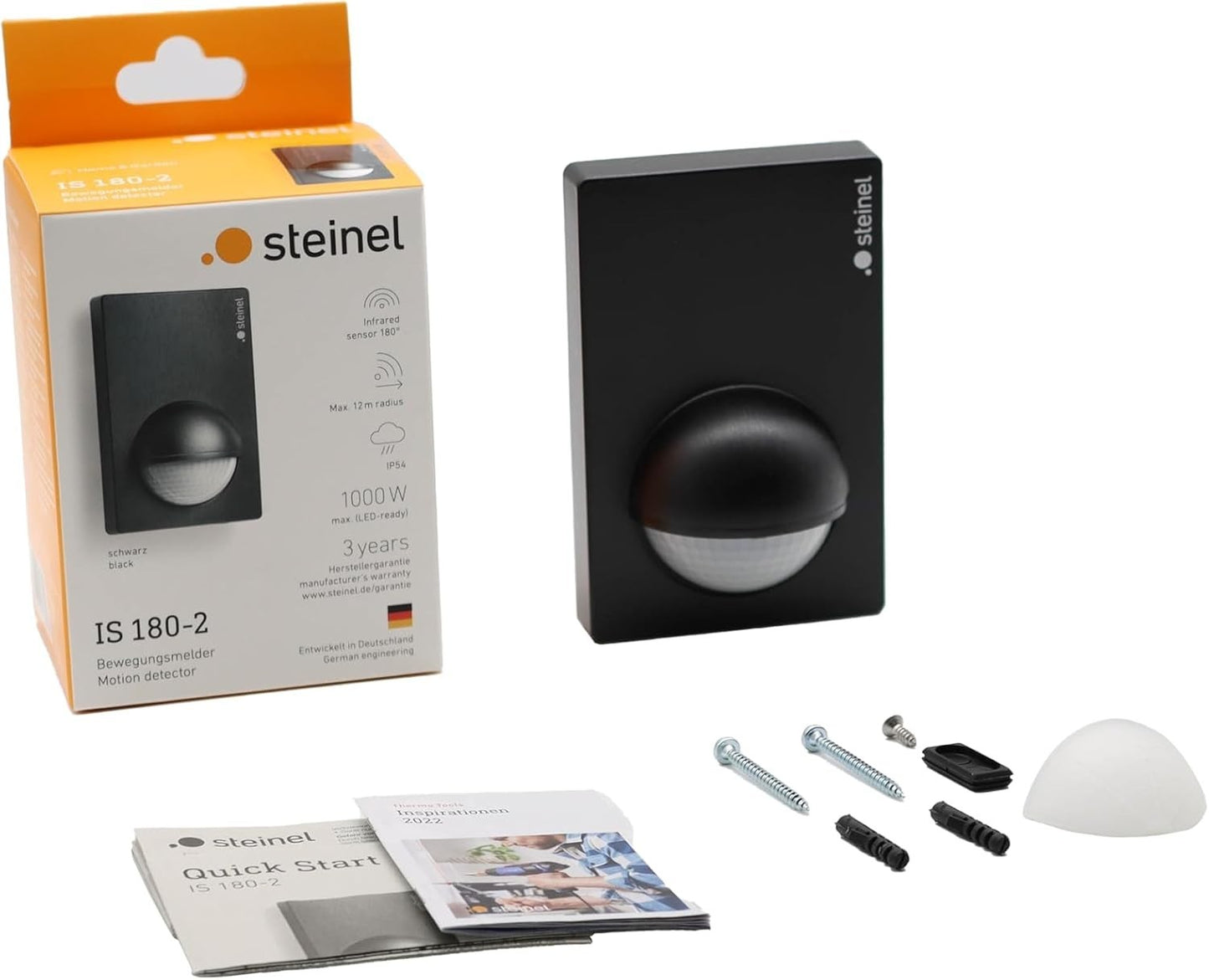 STEINEL IS 180-2 Bewegungsmelder 180° Infrarot Bewegungssensor - Schwarz 603113