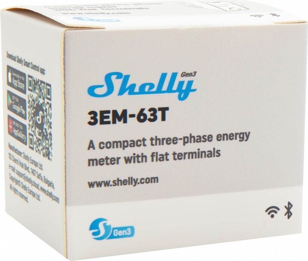Shelly 3EM 63T Gen3 3 Phasen Energiemesser WLAN Bluetooth