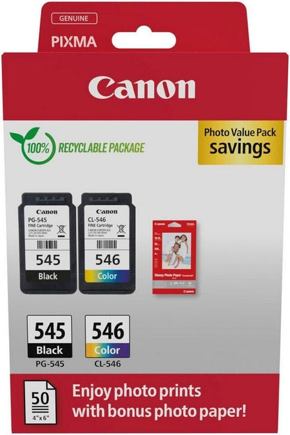 Canon PG-545/CL-546 Druckerpatrone- Schwarz + Photo Value Pack (8286B006)