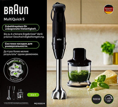 Braun MultiQuick 5 MQ50202M Stabmixer 1000W 21 Stufen Zerkleinerer Schneebesen