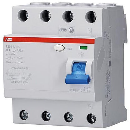 ABB Fehlerstromschutzschalter 4-polig 63A 0,03A Typ A F204 A