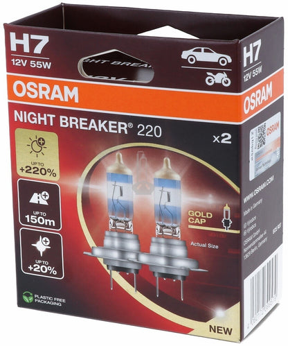 OSRAM H7 Night Breaker 220 Duo Box PX26d 12V 55W 64210NB220-2HB