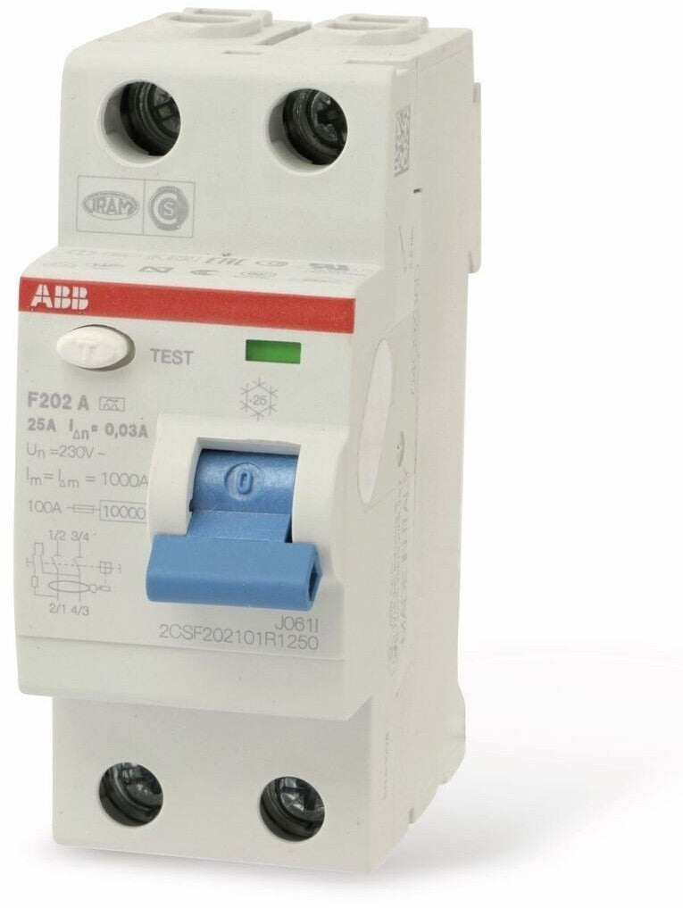 ABB F202 A FI Schutzschalter 2-polig 25A 30mA Typ A 2CSF202101R1250
