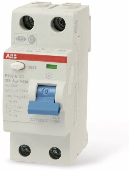 ABB F202 A FI Schutzschalter 2-polig 25A 30mA Typ A 2CSF202101R1250