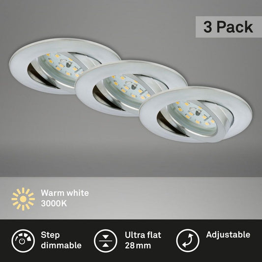 Briloner LED-Einbaustrahler 3er-Set 6,5 W 570 lm 3000 K je 6,5 W und 570 lm