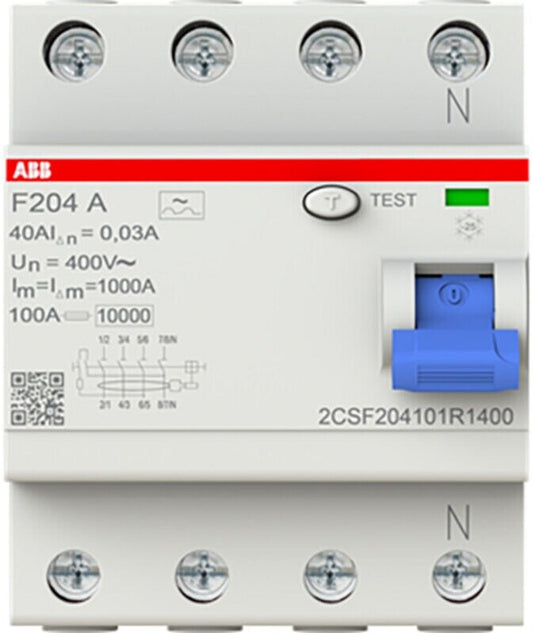 ABB F204A-40/0,03 FI Schutzschalter 4-polig 40 A 30 mA Typ A Original Neuware