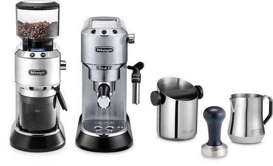De'Longhi Dedica Barista Set EC685.M mit Kaffeemühle KG521.M in Silber als Set – Produktbild 1