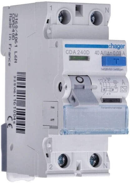 Hager FI-Schutzschalter 2P 40A 30mA (CDA240D) für fachgerechte Elektroinstallati – Bild 5
