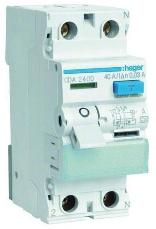 Hager FI-Schutzschalter 2P 40A 30mA (CDA240D) für fachgerechte Elektroinstallati – Bild 1
