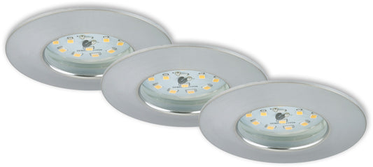 Briloner LED-Einbaustrahler 3er-Set Alu 6,5 W 570 lm IP44 je 6,5 W und 570 lm