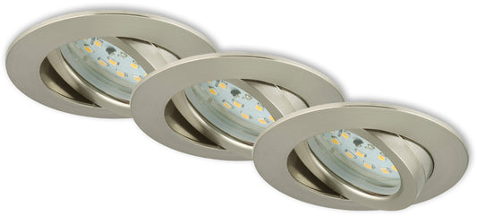 Briloner Attach Dim LED-Einbaustrahler 3er-Set Nickel 5,5 W je 5,5 W und 470 lm