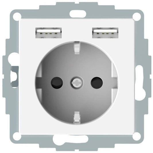 Merten System M SCHUKO Steckdose 2x USB-A Polarweiß 16 A MEG2366-0319 Neuware