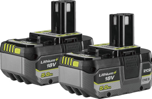 Ryobi RB1850X2 ONE+ 18 V Akku 5,0 Ah 2er-Pack Akkus System Ladestandsanzeige