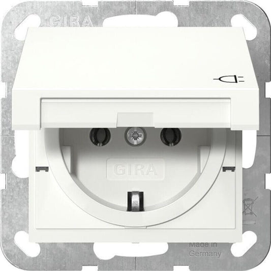 Gira 445403 SCHUKO-Steckdose Klappdeckel System 55 reinweiß glänzend 16A IP20