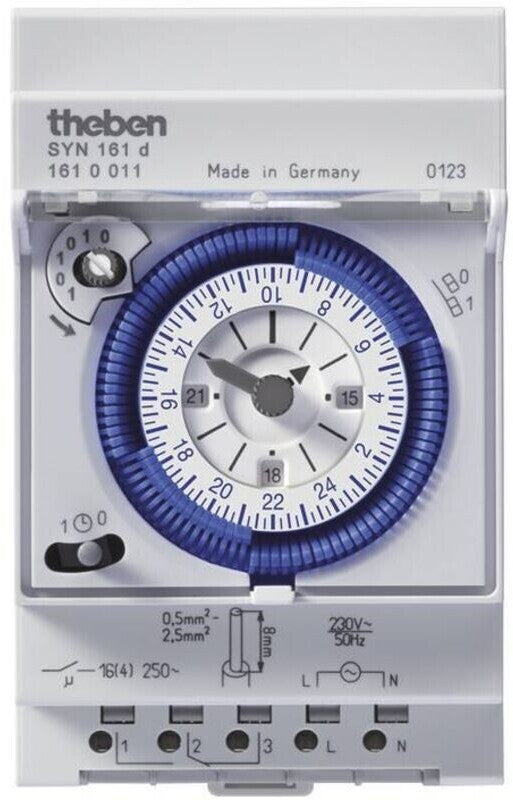 Theben SYN 161 d Analoge Zeitschaltuhr 24 h 3 TE 16 A 1610011 Hutschiene Neu